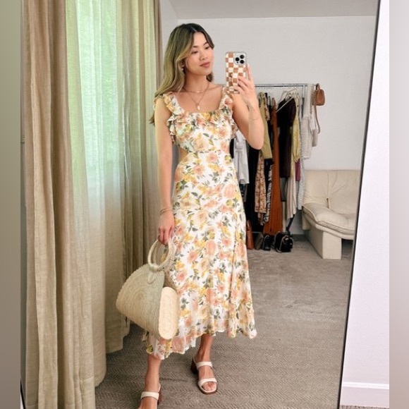 Petal & pup floral open back midi dress nwot - Picture 6 of 7